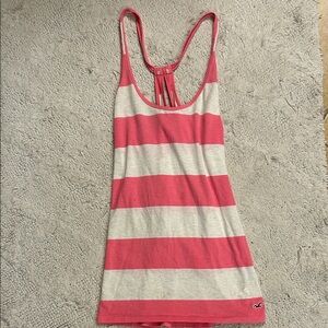 Hollister Vintage Pink and White Striped Racerback Tank